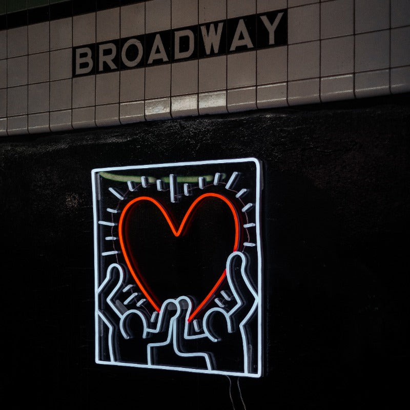 Radiant Heart, YP x Keith Haring, neon LED sign